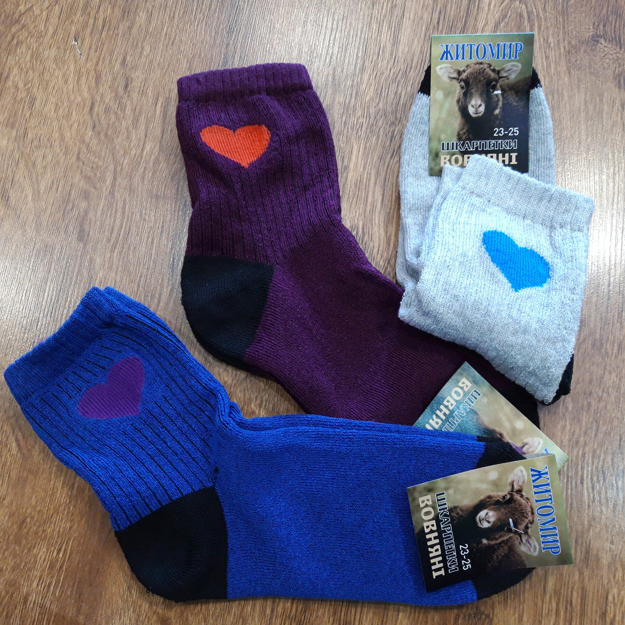 Жіночі махрові стрейчеві шкарпетки «Житомир»23-25 / 12 пар Серденько, фото 1