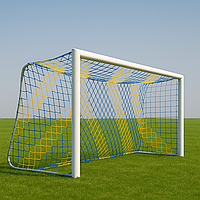 Сітка футбольна для футбольних воріт «ЕКОНОМ 1,5» жовто-синя (комплект з 2 шт.)