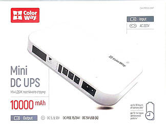 Джерело безперебійного живлення ColorWay UPS 10000mAh 21W DC 5V/9V/12V/24V для роутера, модему, камер відеоспостереження