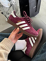 Женские кроссовки Adidas Gazelle Bordo White (бордовые с белым) повседневные на каждый день D693