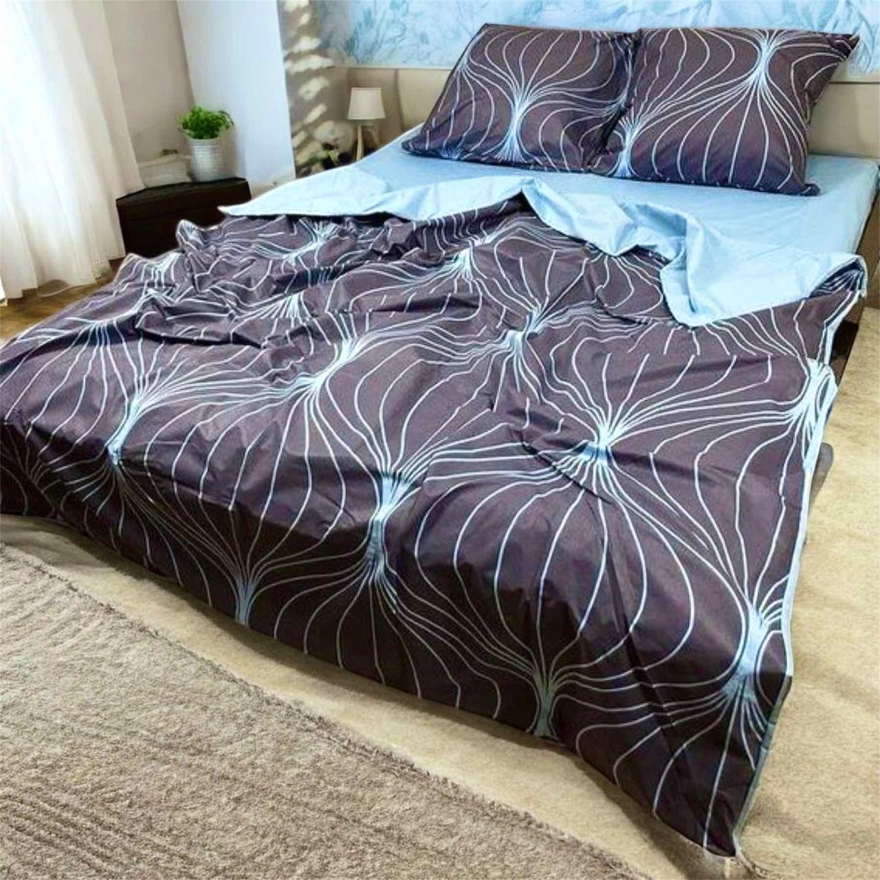 Полуторний комплект (Бязь) | Комплект постільної білизни "Дивна геометрія" | Простирадло 150х220 см, фото 1