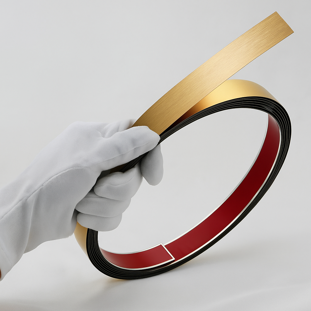 Наклейка на стіну смужка металева молдинг 1 см * 5 м матовий золото 8991, фото 1