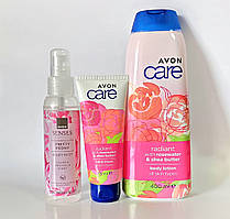Набір косметики Avon Care з маслом Ши та ароматом троянди 3 в 1 ( з рожевою водою та маслом Ши) до 8 березня