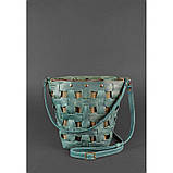 Шкіряна плетена сумка жіноча BlankNote Пазл Crazy Horse M Зелена (BN-BAG-32-iz), фото 2
