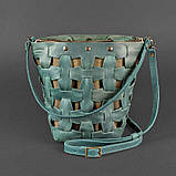 Шкіряна плетена сумка жіноча BlankNote Пазл Crazy Horse M Зелена (BN-BAG-32-iz), фото 7