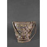 Шкіряна плетена сумка жіноча BlankNote Пазл Crazy Horse M Темно-Коричнева (BN-BAG-32-o), фото 2