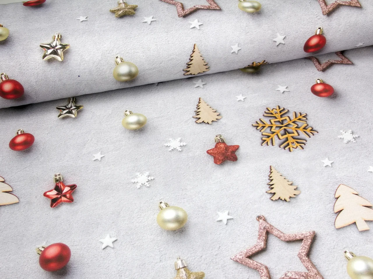 Скатертина тефлонова Королева Ночі (Duck) | 120х170 | Новорічна абстракція на сірому, фото 1