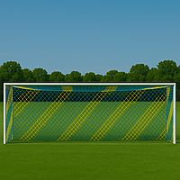 Сітка футбольна для футбольних воріт «ЕКОНОМ 2,1» жовто-синя (комплект з 2 шт.)