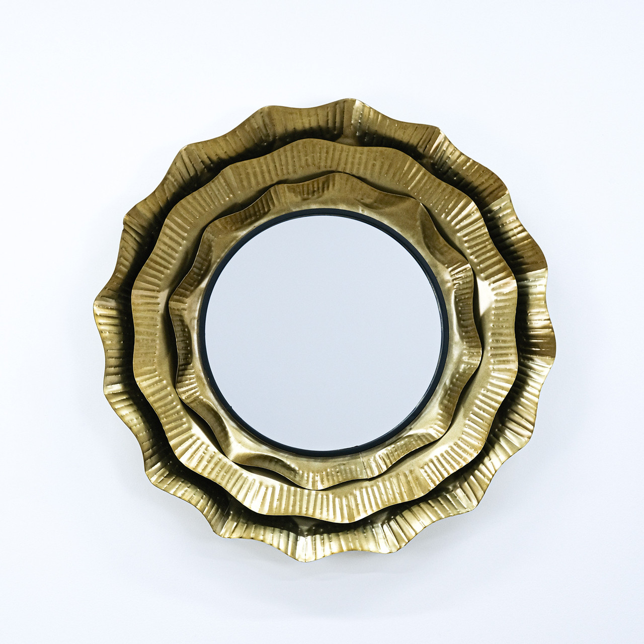 Настінне дзеркало з широкою рамою з металу d74.5 см, фото 1