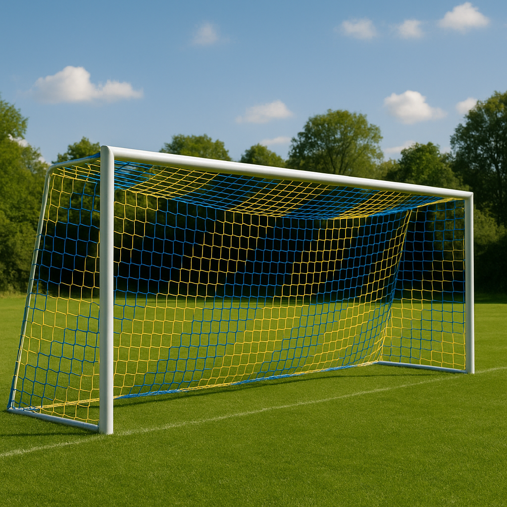 Сітка для футболу підвищеної міцності «СТАНДАРТ 1,5» жовто-синя (комплект з 2 шт.)