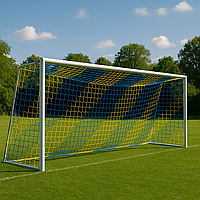 Сітка для футболу підвищеної міцності «СТАНДАРТ 1,5» жовто-синя (комплект з 2 шт.)