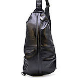Рюкзак-слінг на одне плече із натуральної шкіри TARWA Govard GA-0705-3md Чорний, фото 3