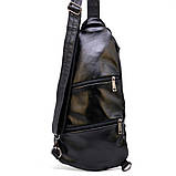 Рюкзак-слінг на одне плече із натуральної шкіри TARWA Govard GA-0705-3md Чорний, фото 5