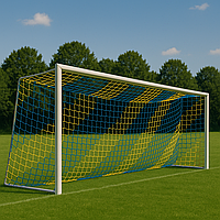 Сітка для футболу підвищеної міцності «СТАНДАРТ ПЛЮС 1.5» жовто-синя (комплект 2 шт)