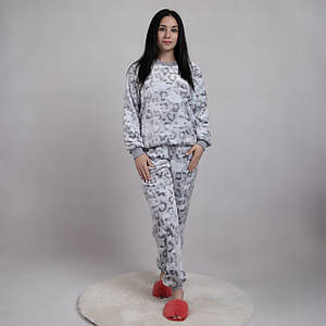 Жіноча махрова піжама на манжеті "Блакитний барс" 42-54р.