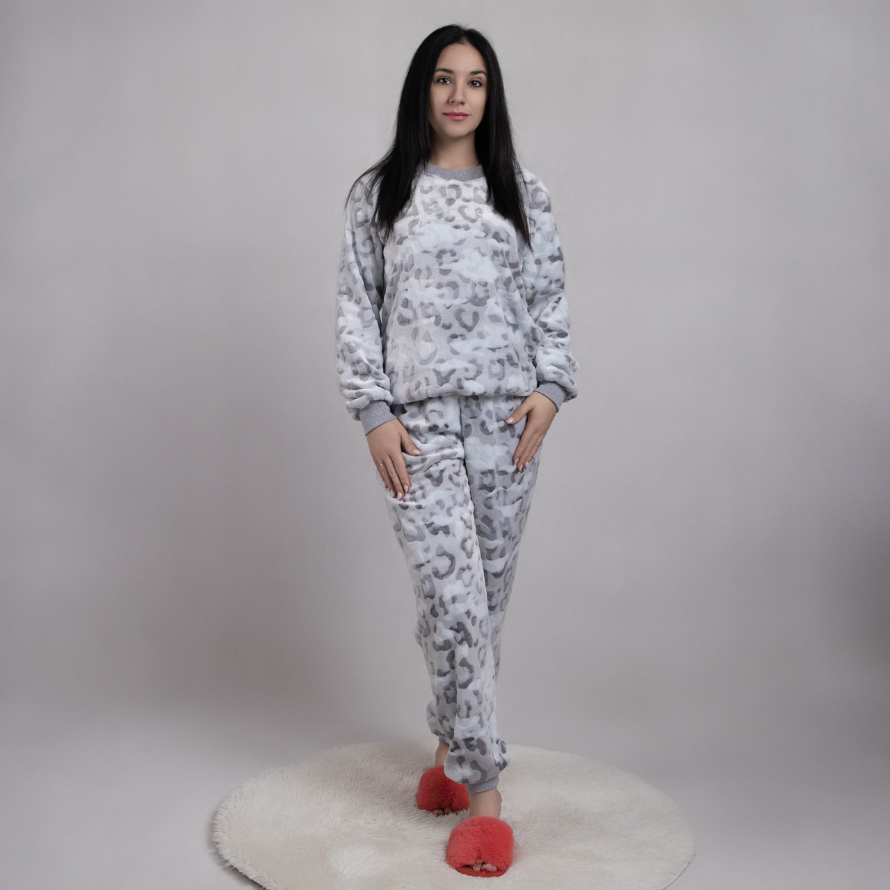 Жіноча махрова піжама на манжеті "Блакитний барс" 42-54р., фото 1