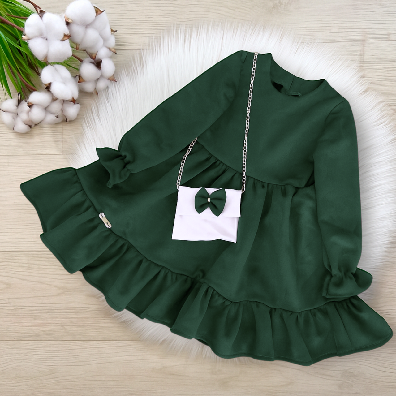 Сукня на дівчинку 116 см Замш 003686 темно-зелений