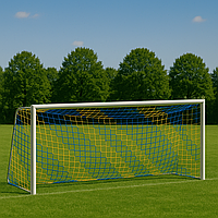Сітка для футболу підвищеної міцності «СТАНДАРТ ПЛЮС» жовто-синя (комплект 2 шт)
