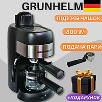 Кавомашина 800 Вт Grunhelm Універсальна ріжкова кавоварка Кавомашина з капучинатором Кавомашина з великим резервуаром для води