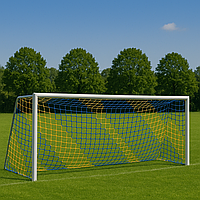 Сітка для футболу підвищеної міцності «СТАНДАРТ» жовто-синя (комплект з 2 шт.)