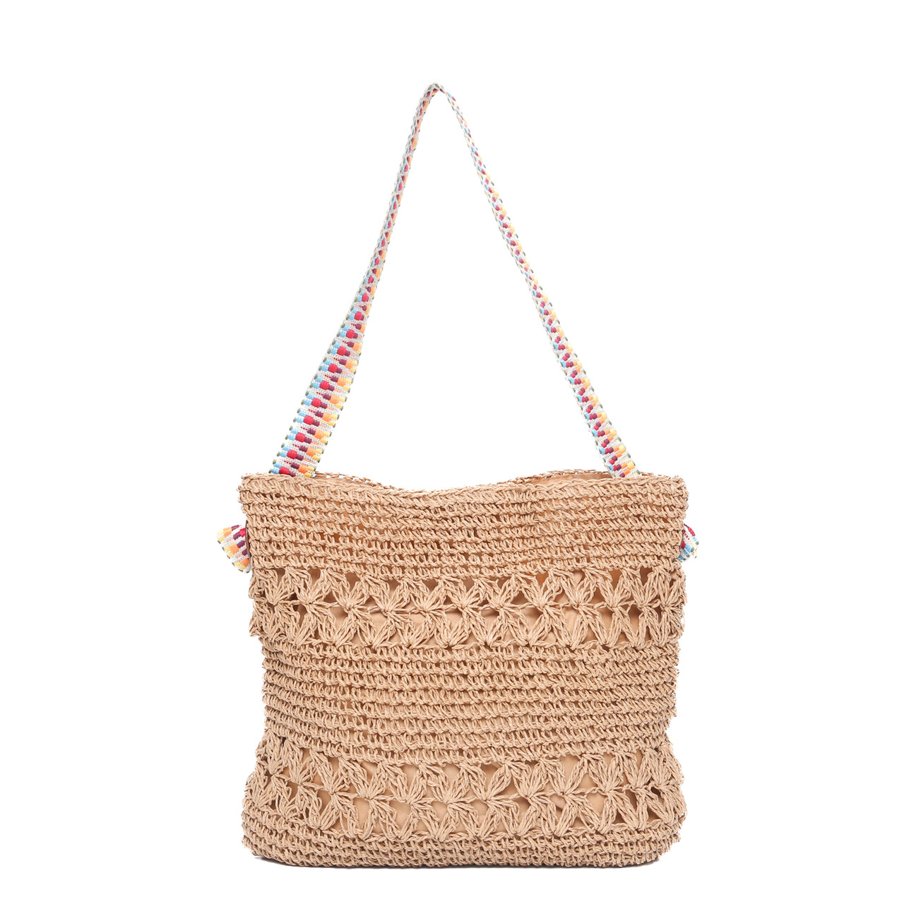 Сумка жіноча плетена LuckyLOOK Ебігейл 35х41х32 см Бежевий 742-017, фото 1