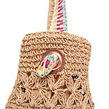 Сумка жіноча плетена LuckyLOOK Ебігейл 35х41х32 см Бежевий 742-017, фото 4