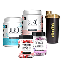 Набор "Быстрое похудение": Протеин Bilko 450 гр - 2 б. + "Детоксик Макси" 60 шт. + "Худеть Легко" 100 шт. + Шейкер 750 мл.
