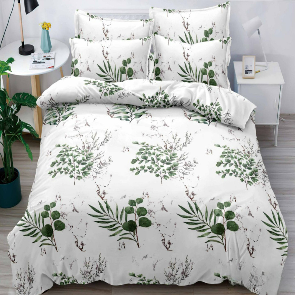 Фланелева постільна білизна Євро 200х220 Зелені листочки (4721) бавовна 100%, фото 1