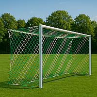 Сітка футбольна підвищеної міцності «СТАНДАРТ 1,5» біло-зелена (комплект з 2 шт.)