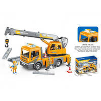 Будівельний транспорт QL888-20, автокран, рухомі деталі, фігурки, музика, світло