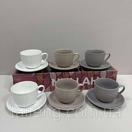 Сервіз чайний 6 чашок 300 мл і 6 блюдець Limited Edition Nullah RX-N231817D, фото 1