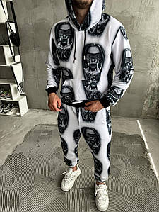 Чоловічий білий спортивний костюм з принтом