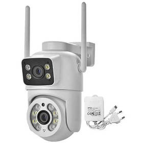 Вулична охоронна поворотна WIFI камера дві лінзи 6МП UKC Q13 iCSee