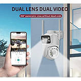 Вулична охоронна поворотна WIFI камера дві лінзи 6МП UKC Q13 iCSee, фото 7