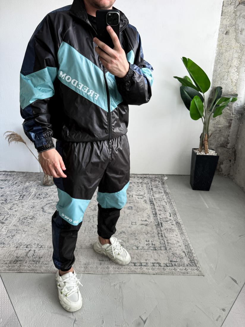 Чорний чоловічий костюм олімпійка штани з плащівки