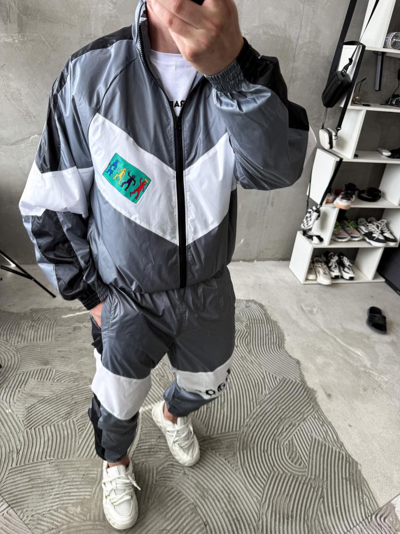 Сірий костюм чоловічий спортивний з плащівки кофта штани