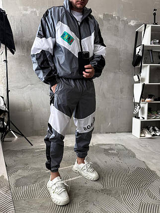 Сірий костюм чоловічий спортивний з плащівки кофта штани, фото 2