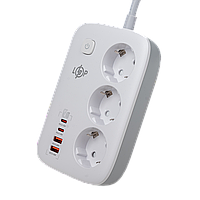 Мережевий фільтр LP F65WG4 для зарядки смарт-девайсів з USB та Type-C портами, 65 Вт, 2 метри, захист від перегріву та короткого