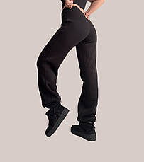 Утеплені флісом палаццо з кулісками внизу мод 036 чорні, фото 4