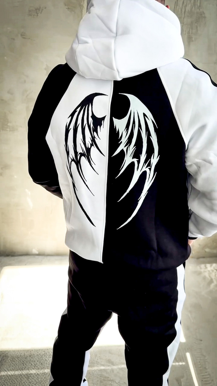 Спортивний костюм утеплений дтф стильний з принтом осінь