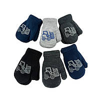 Дитячі рукавиці для хлопчика з малюнком, утеплені, розмір 13 (2-3 роки)