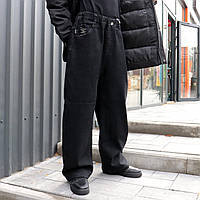 Чорні утеплені прямі джинси для хлопчика на флісі розмір