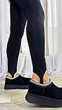 Чорні теплі жіночі лосини на флісі зі штрипками, фото 4