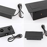 Вбудована потрійна розетка в стільницю - прихована висувна розетка з кабелем 230В Чорна Loft, фото 2