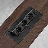 Вбудована потрійна розетка в стільницю - прихована висувна розетка з кабелем 230В Чорна Loft, фото 6