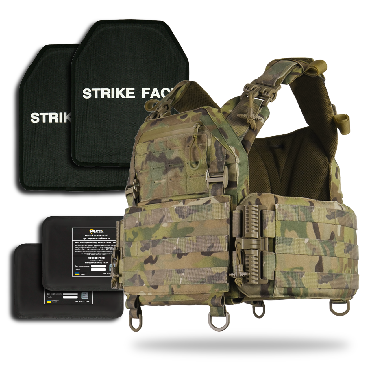 Комплект Плитоноски Kiborg GU gen.2 з балістичним захистом та бронеплитами Multicam | Cordura 1000D NIR, фото 1