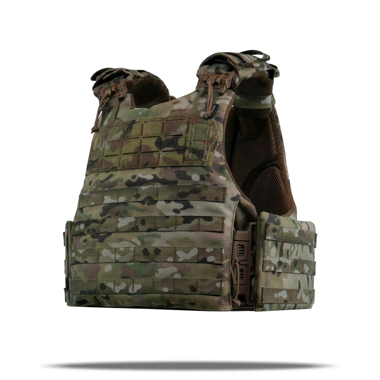 Тактичний бронежилет (M) Militex з original Cordura USA Мультикам з 3D-сіткою для вентиляції | Збільшена площа захисту, фото 1