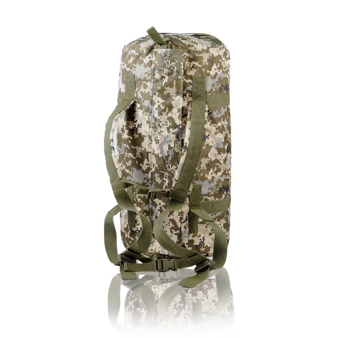 Сумка-баул 120 л піксель виготовлений з посиленої тканини Oxford 600D | Циліндрична конструкція, фото 1