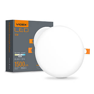 LED світильник безрамковий круглий VIDEX VLE-DLFR-154 15W 4000K 220V