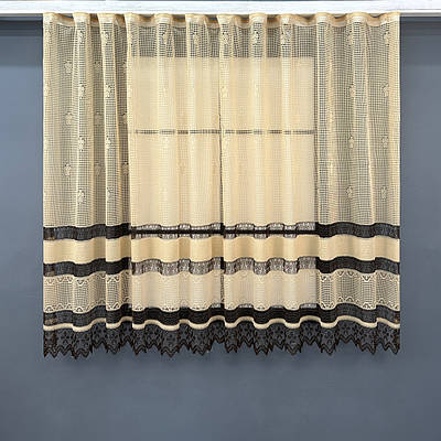 Тюль сітка висотою 1,5м., колекції "Juli". Колір бежевий з венге. Код 1874т